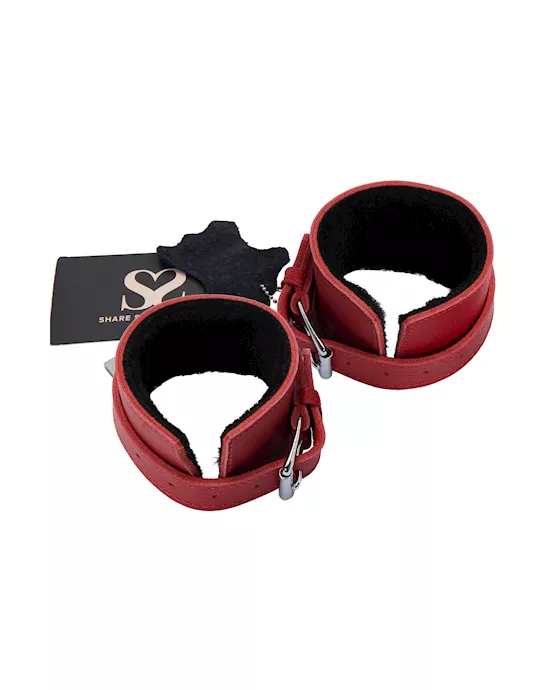 BoundXTexturedLeatherWristCuffwithFurLining