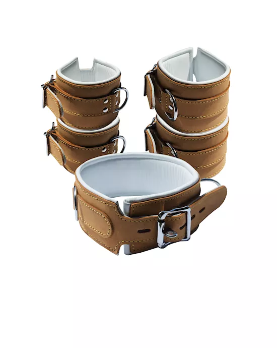 BoundXCaramelLeatherCuffsandCollarSet