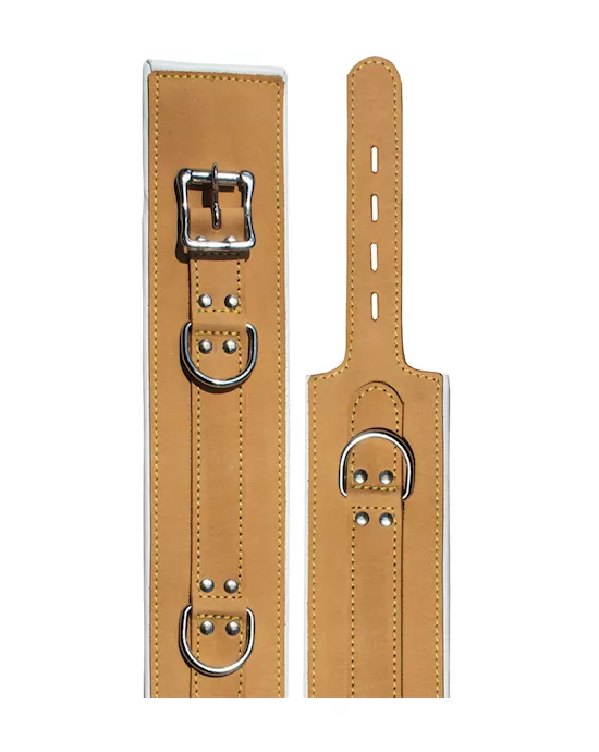 Bound X Caramel Leather Cuffs And Collar Set
