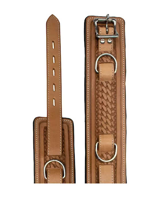 Bound X Tooled Leather Cuffs And Collar Set