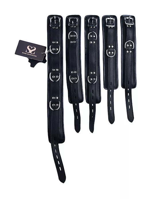 Bound X Padded Cuffs And Collar Set With Silver Hardware