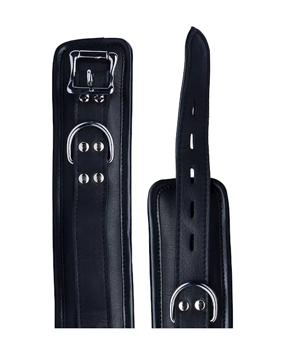 Bound X Padded Cuffs And Collar Set With Silver Hardware