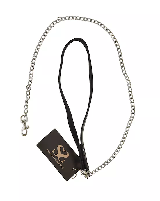 ChainLeashwithclassicHandleGrainLeather