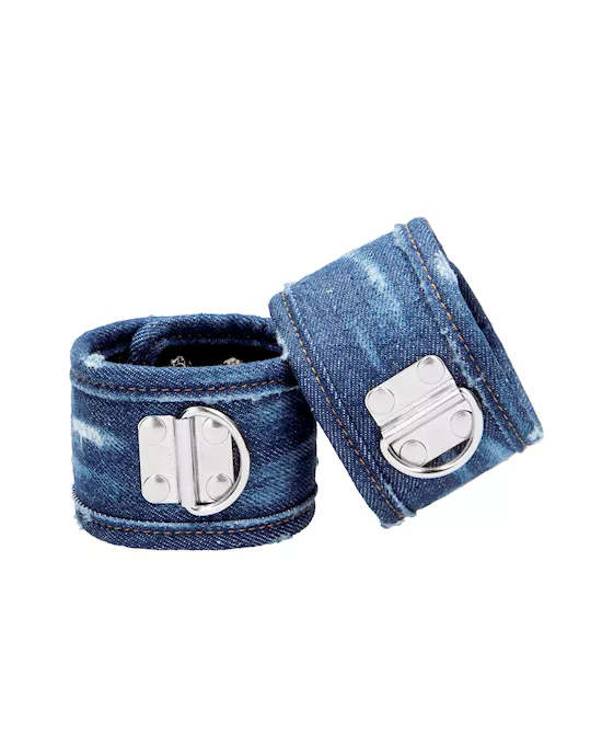 Denim Ankle Cuffs - Roughened Denim Style