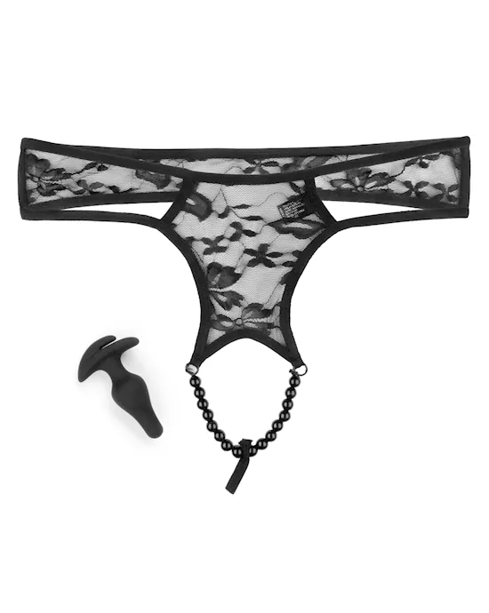 Hookup Panties Crotchless Pleasure Pearls - O/s