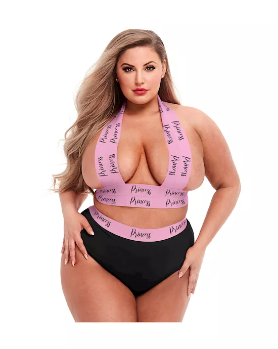 2PCPRINCESSLOGOELASTICBOOTYSHORT