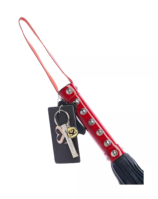 Bound X Leather Flogger With Patent Handle