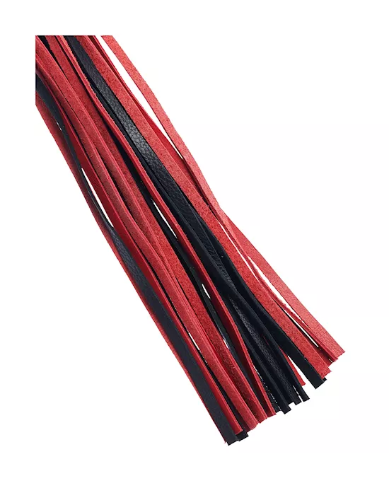 Bound X Leather Flogger With Spiral Metal Handle