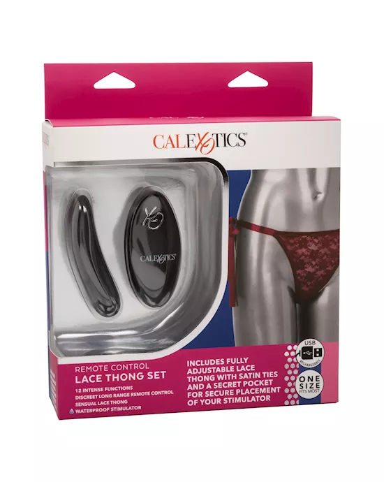 Remote Control Lace Thong Set - One Size