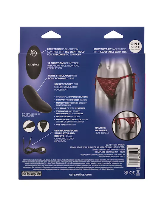 Remote Control Lace Thong Set - One Size