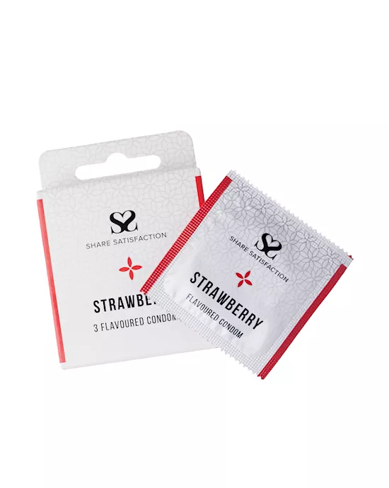 Share Satisfaction Strawberry Flavoured Condom - 3 Pack