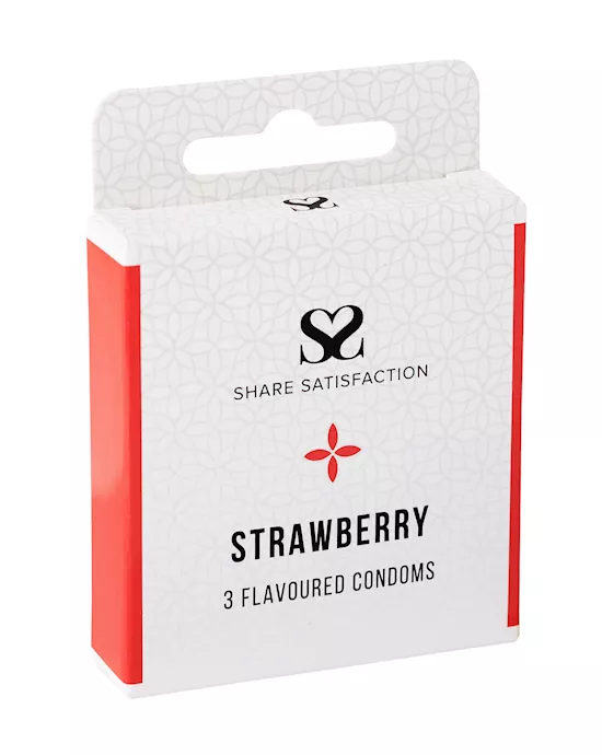 Share Satisfaction Strawberry Flavoured Condom - 3 Pack