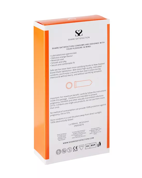 Share Satisfaction Orange Flavoured Condom - 12 Pack