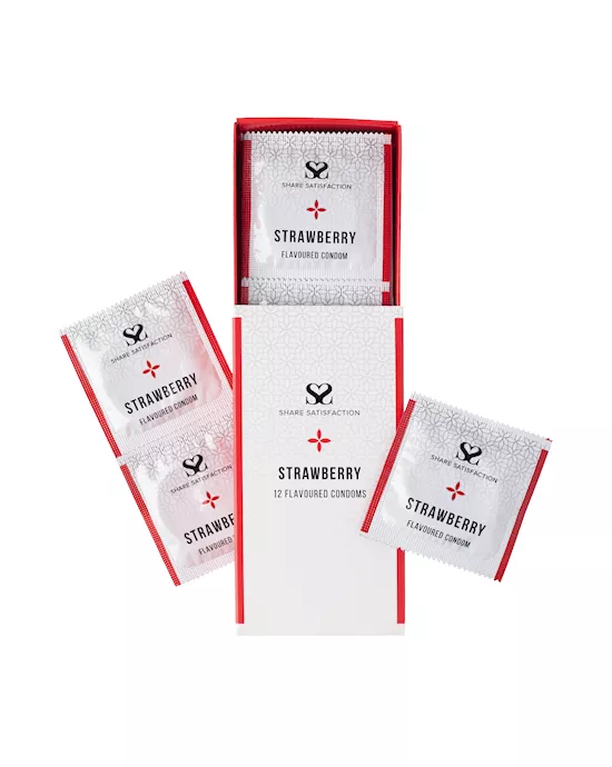 Share Satisfaction Strawberry Flavoured Condom - 12 Pack