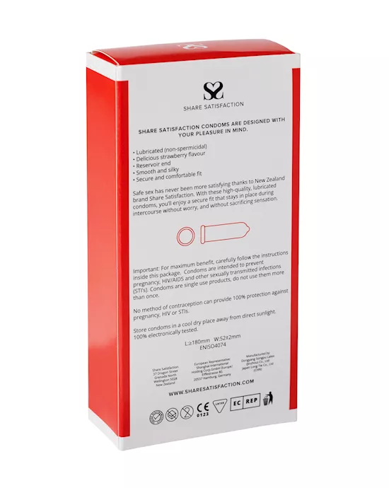 Share Satisfaction Strawberry Flavoured Condom - 12 Pack