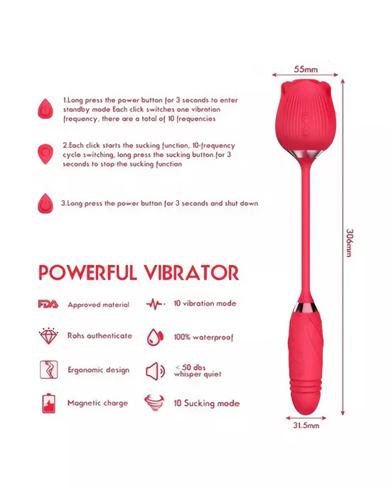 Amore Suction Rose And Thrusting Vibrator