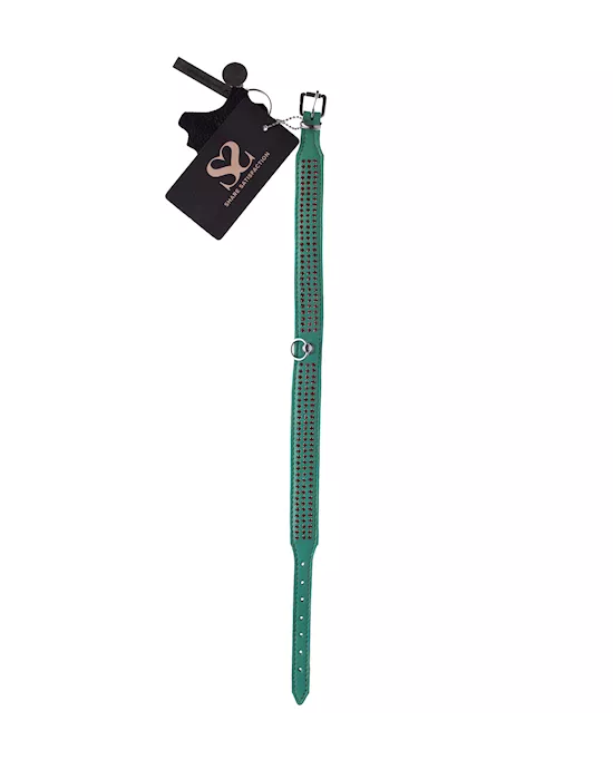 Bound X Green Collar With Red Rhinestones
