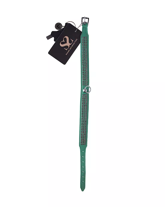 Bound X Green Collar With Pink Rhinestones