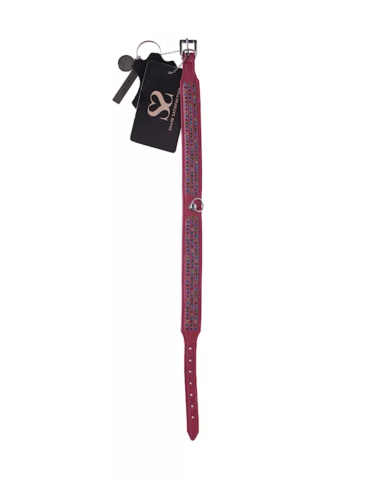 Bound X Pink Collar With Rainbow Rhinestone