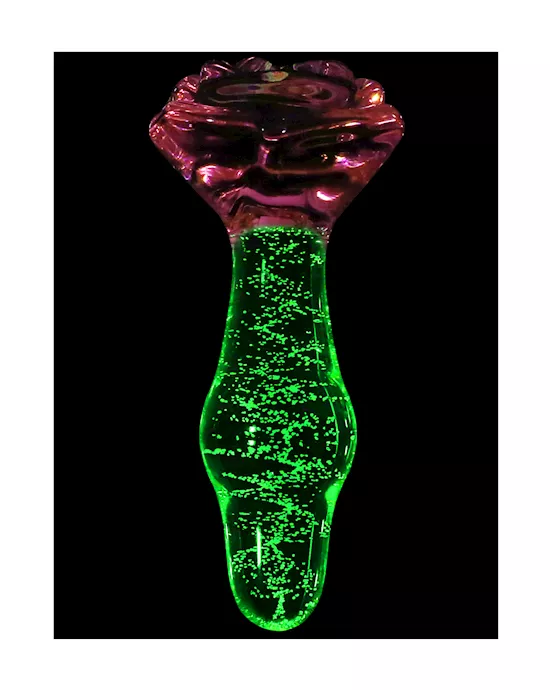Lucent Glow In The Dark Bulging Rose Glass Butt Plug