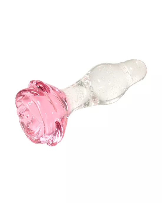 Lucent Glow In The Dark Bulging Rose Glass Butt Plug