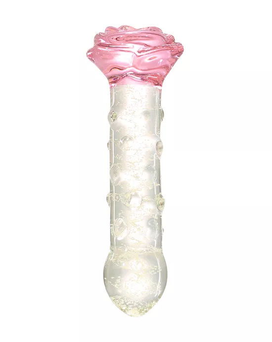 Lucent Glow In The Dark Spotted Rose Glass Massager