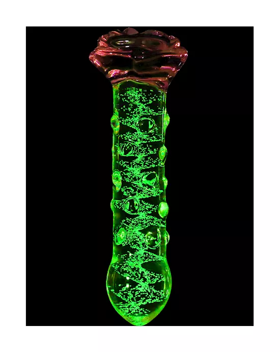 Lucent Glow In The Dark Spotted Rose Glass Massager