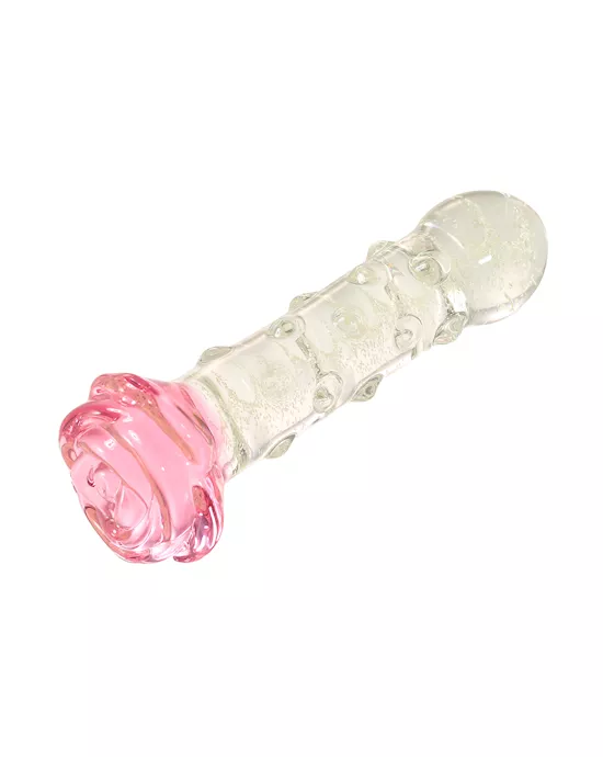Lucent Glow In The Dark Spotted Rose Glass Massager