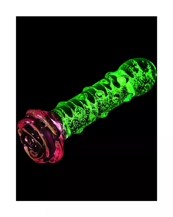 Lucent Glow In The Dark Spotted Rose Glass Massager