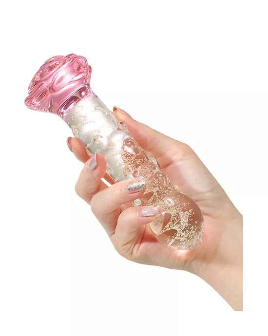 Lucent Glow In The Dark Spotted Rose Glass Massager