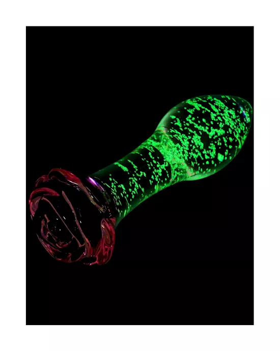 Lucent Glow In The Dark Rose Glass Butt Plug