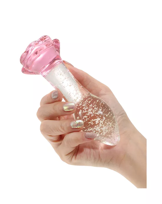 Lucent Glow In The Dark Rose Glass Butt Plug