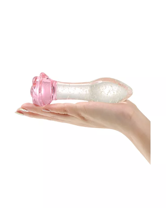 Lucent Glow In The Dark Rose Glass Butt Plug