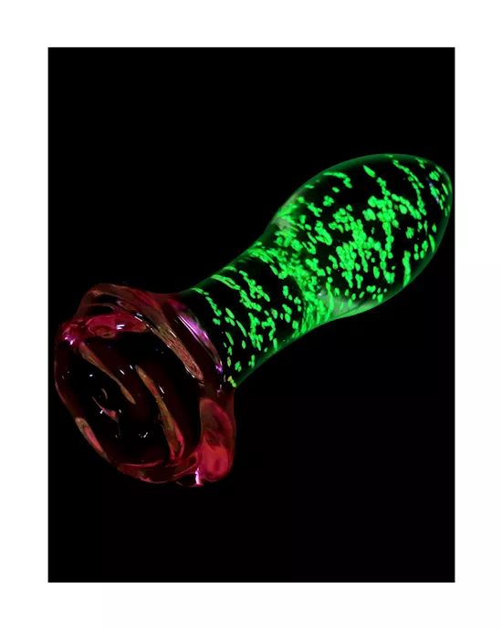 Lucent Glow In The Dark Rose Glass Butt Plug