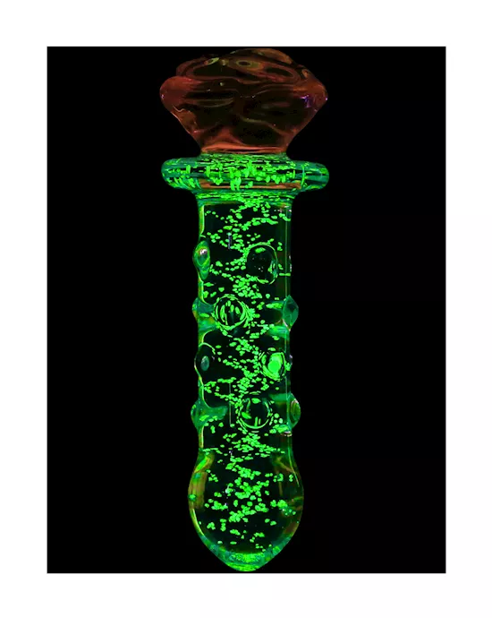Lucent Glow In The Dark Dotted Rose Glass Massager