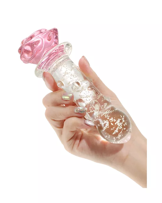Lucent Glow In The Dark Dotted Rose Glass Massager