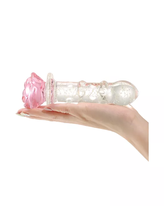 Lucent Glow In The Dark Dotted Rose Glass Massager