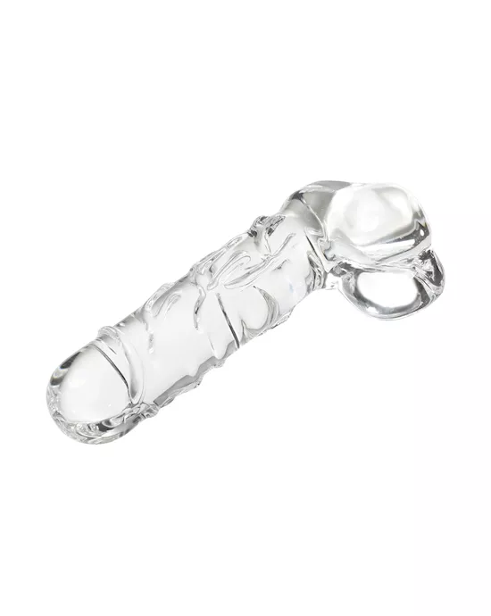 Lucent Scrawling Glass Dildo With Balls
