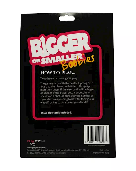 Bigger Or Smaller - Boobies Card Game