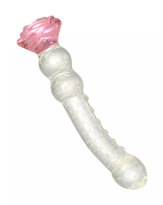 Glow In The Dark Spined Rose Glass Dildo
