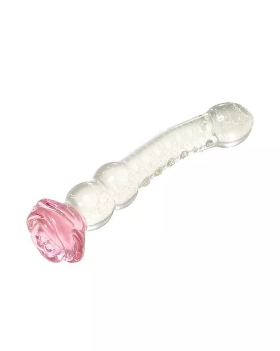 Glow In The Dark Spined Rose Glass Dildo