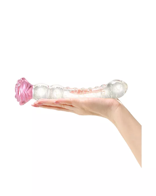 Glow In The Dark Spined Rose Glass Dildo