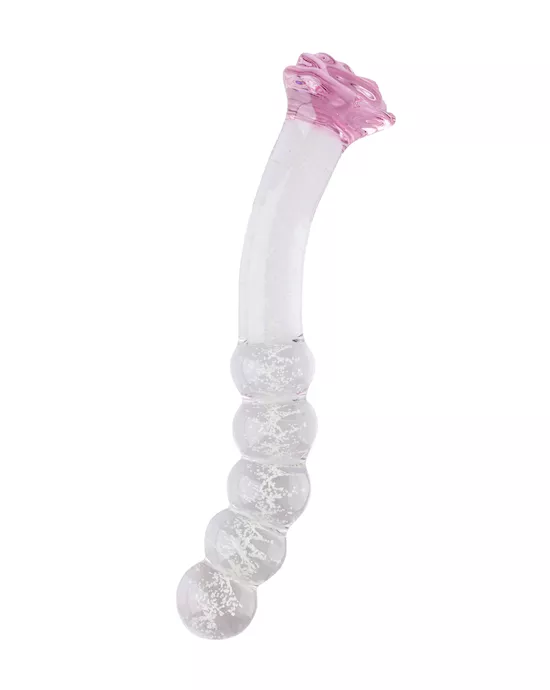 Glow In The Dark Angled Beaded Rose Glass Massager