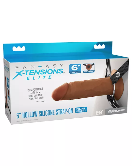 FantasyX-TensionsElite6inSiliconeHollowStrap-onDualDensityBrown