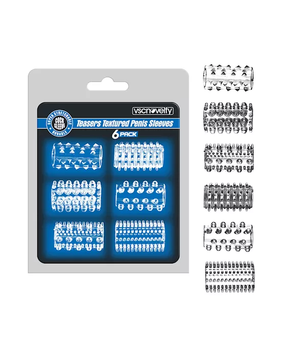 TeasersTexturedPenisSleeves6pcsClear