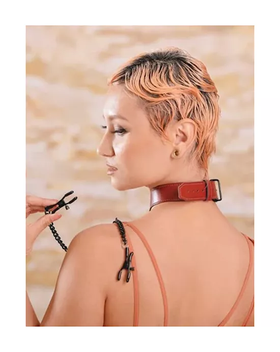 Saffron Collar With Nipple Clamps