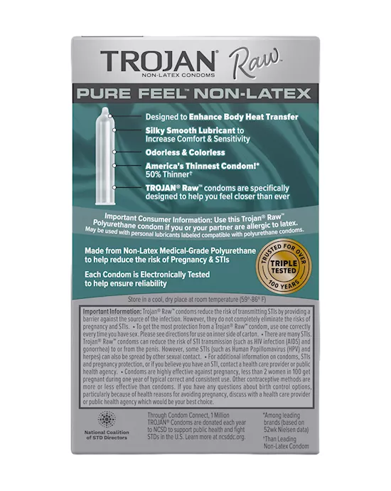 Trojan Raw Pure Feel Condoms 10pk