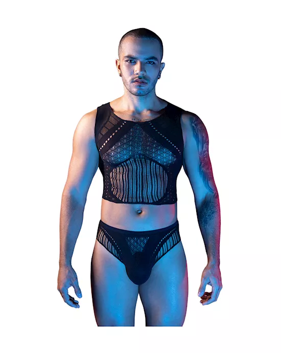 SexyMenFishnetBodystockingVestAndPants