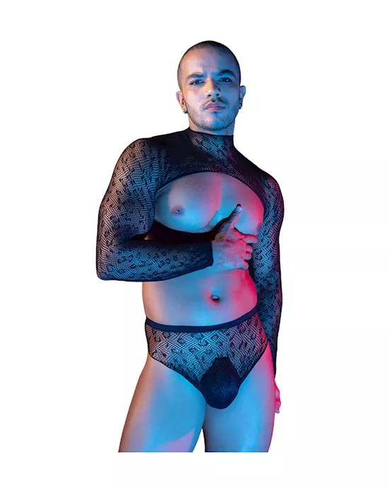 TwoPiecesSexyFishentBodystockingForMen