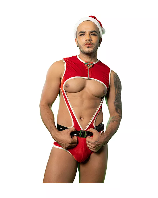 ThreePiecesRedVelvetChristmasOutfitForMen